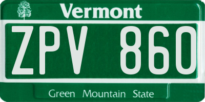 VT license plate ZPV860