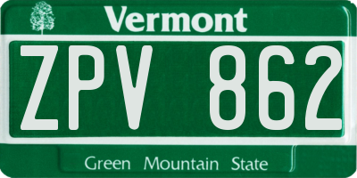VT license plate ZPV862