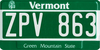 VT license plate ZPV863