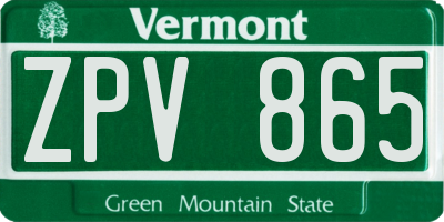 VT license plate ZPV865