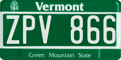 VT license plate ZPV866