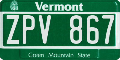 VT license plate ZPV867