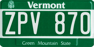 VT license plate ZPV870