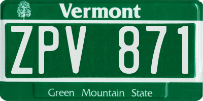 VT license plate ZPV871