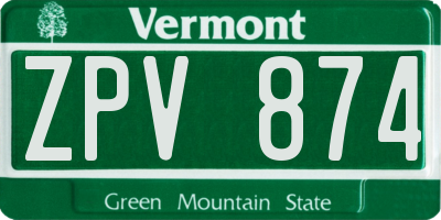 VT license plate ZPV874