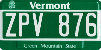VT license plate ZPV876
