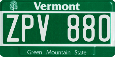 VT license plate ZPV880