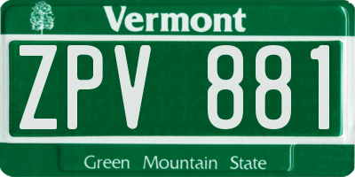 VT license plate ZPV881