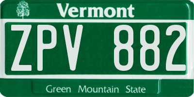 VT license plate ZPV882