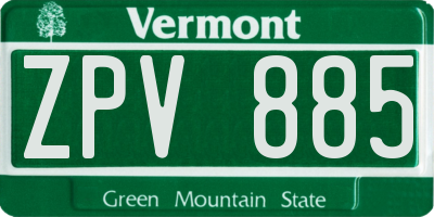 VT license plate ZPV885