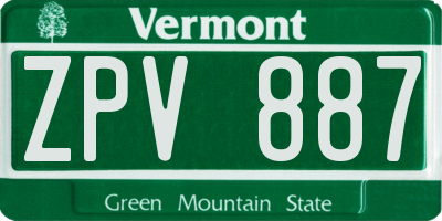VT license plate ZPV887