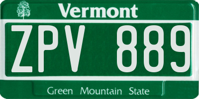 VT license plate ZPV889