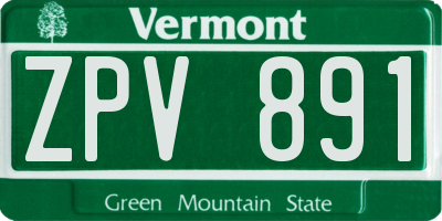 VT license plate ZPV891