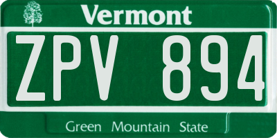 VT license plate ZPV894