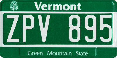 VT license plate ZPV895