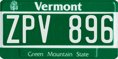 VT license plate ZPV896