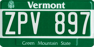 VT license plate ZPV897