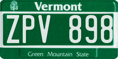 VT license plate ZPV898