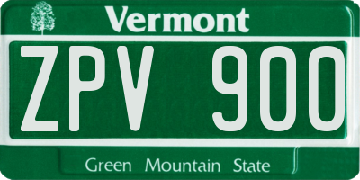 VT license plate ZPV900