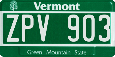 VT license plate ZPV903