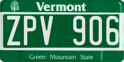 VT license plate ZPV906