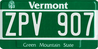 VT license plate ZPV907
