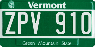 VT license plate ZPV910