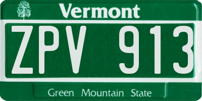 VT license plate ZPV913