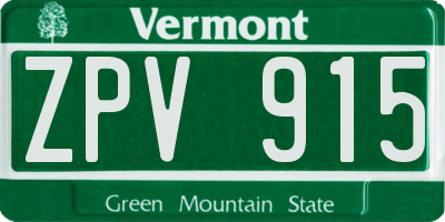 VT license plate ZPV915