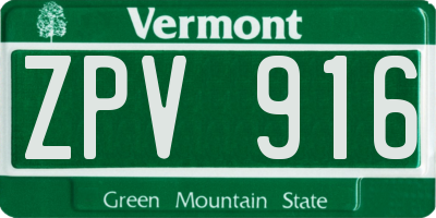 VT license plate ZPV916