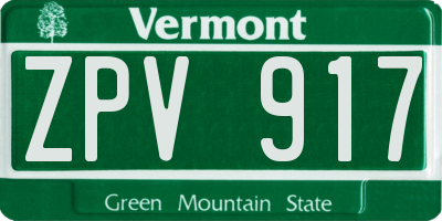VT license plate ZPV917