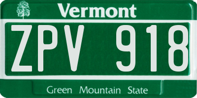VT license plate ZPV918