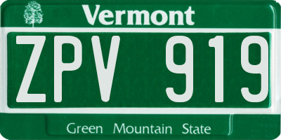 VT license plate ZPV919