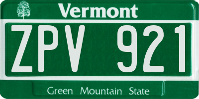 VT license plate ZPV921
