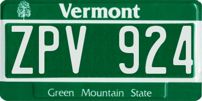 VT license plate ZPV924