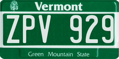 VT license plate ZPV929