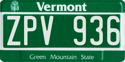 VT license plate ZPV936