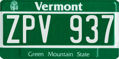 VT license plate ZPV937