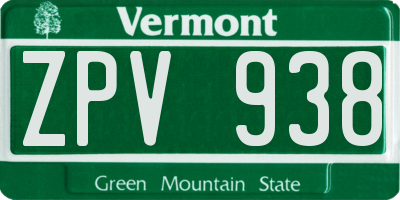 VT license plate ZPV938