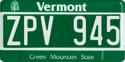 VT license plate ZPV945
