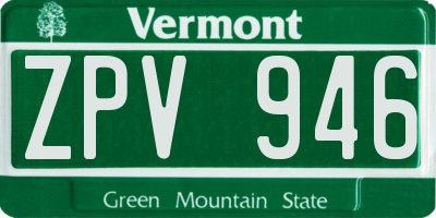 VT license plate ZPV946
