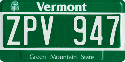 VT license plate ZPV947