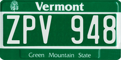 VT license plate ZPV948