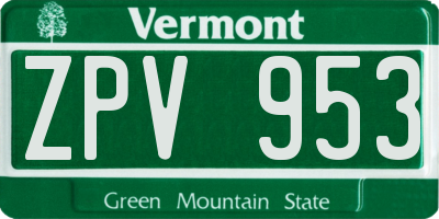 VT license plate ZPV953