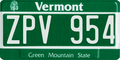 VT license plate ZPV954