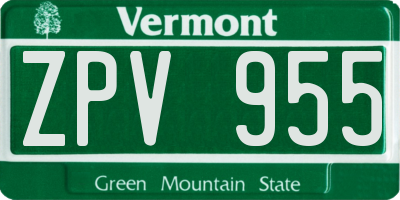 VT license plate ZPV955