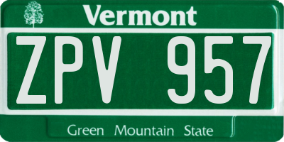 VT license plate ZPV957