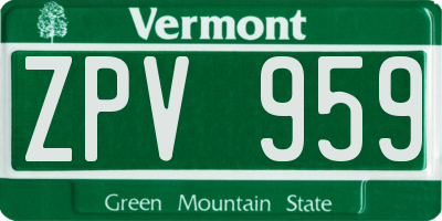 VT license plate ZPV959