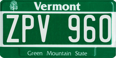 VT license plate ZPV960