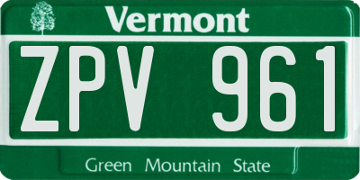 VT license plate ZPV961